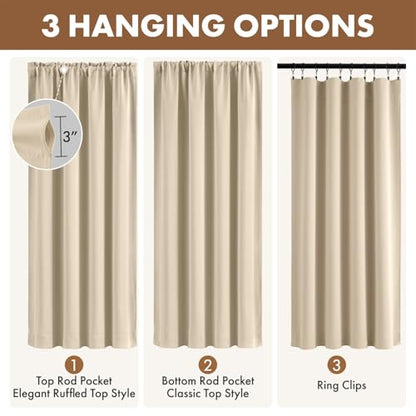 MIULEE Cream Beige Short Blackout Curtains 40"x36" Long 2 Panels | Room Darkening, Kitchen Cafe Rv Basement Bathroom Bedroom Window Drapes, Rod Pocket, Privacy Half Window Small Curtains Tiers - color: Cream Beige, size: 40"W x 36"L (Pack of 2)