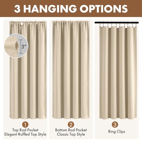 MIULEE Cream Beige Blackout Curtain for Bedroom Living Room 40"x54" 2 Panel | Thermal Insulated, Room Darkening Drapes, Rod Pocket, Noise Reduction, Light Blocking, Solid Window Treatments - color: Cream Beige, size: 40"W x 54"L (Pack of 2)