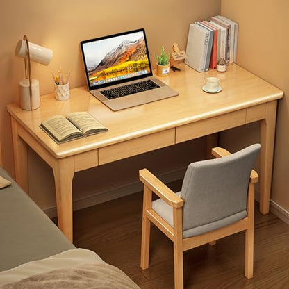 Solid Wood Narrow Desk with Drawers,Simple Bedroom Writing Desk,Sturdy Table,Suitable for Office, Bedroom,Study(Wood, 47" L / 120CM) - color: Wood, size: 47"L / 120CM