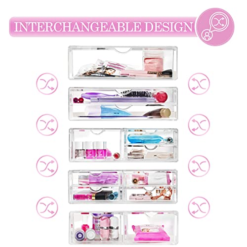 Sorbus Large Stackable Acrylic Drawers - 2 Clear Storage Drawers for Organizing Make up, Nail Polish, Hair Accessories, and Beauty Supplies - Makeup Organizer for Vanity, Bathroom Organizer Countertop