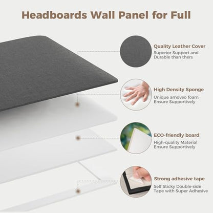 Minimalist Gray Removable Linen Headboard 24x12 Inch 6-Panel Kit - Lightweight Linen Panels for Queen Beds, Renters-Friendly Design - color: Linen -Grey