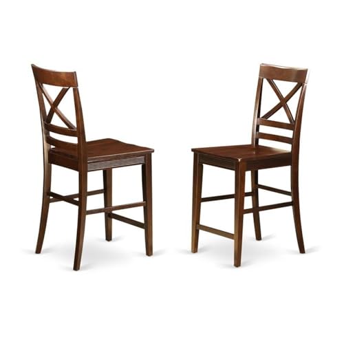 East West Furniture JAQU3-MAH-W 3 Piece Counter Height Pub Set for Small Spaces Contains a Round Dining Room Table with Pedestal and 2 Kitchen Chairs, 36x36 Inch, Mahogany - color: Jaqu3-mah-w