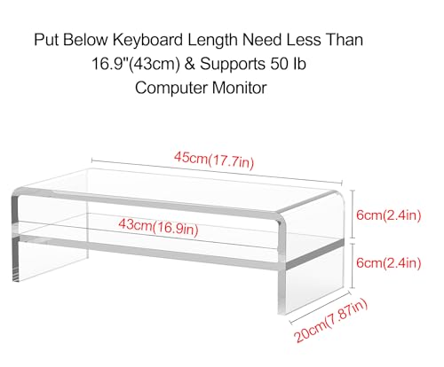 Egchi Acrylic Monitor Stand,2 Tiers Computer Monitor Riser(18x8x5.5 inches),Computer Stand/Monitor Riser for Office,School,Home,Laptop Stand Desktop Stand for Keyboard Storage&Printer TV Screen | Computer Stand, Monitor Riser, for Office,School,Home,Lapto