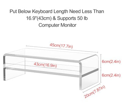 Egchi Acrylic Monitor Stand,2 Tiers Computer Monitor Riser(18x8x5.5 inches),Computer Stand/Monitor Riser for Office,School,Home,Laptop Stand Desktop Stand for Keyboard Storage&Printer TV Screen | Computer Stand, Monitor Riser, for Office,School,Home,Lapto