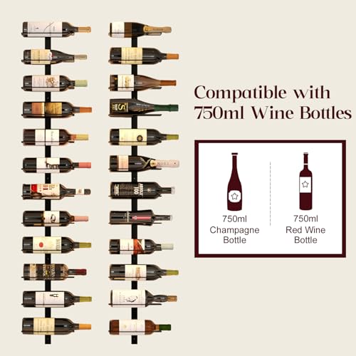 X-cosrack 12 Bottle Wall-Mounted Wine Rack, Detachable Storage Organizer Used as One or Four, DIY Wall Hanging Bottle Holder, for Dining Room, Bar, Wine Cellar - size: 1 Pack (12 Bottles)