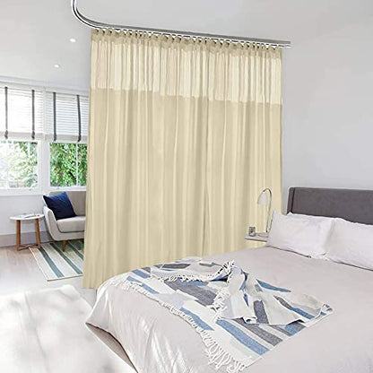 8ft Wide x 8ft Tall Room Divider Privacy Partation Curtains | 1 Panel, Beige, Cubicle Curtain With Flexible Flat Hooks, Privacy Screen, 96 Inches Long, 96W x 96L - color: Beige, size: 96"W x 96"L (Pack of 1)
