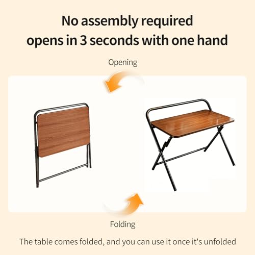Folding Desk, Small Foldable Computer Desk, Small Table | No Assembly Required,Foldable,24 x 16 Inch,Dark Brown,Suitable for studying&working or dining - color: Dark Brown