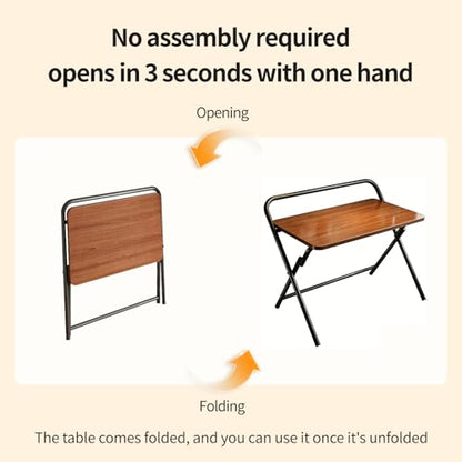 Folding Desk, Small Foldable Computer Desk, Small Table | No Assembly Required,Foldable,24 x 16 Inch,Dark Brown,Suitable for studying&working or dining - color: Dark Brown