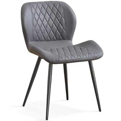 Dining Chair, Comfy Modern Dining Chairs with Thick Cushions, Upholstered Fabric Kitchen Side Chairs with Adjustable Metal Legs for Dining Room (Dark Grey) - color: Dark Grey, size: Set of 1