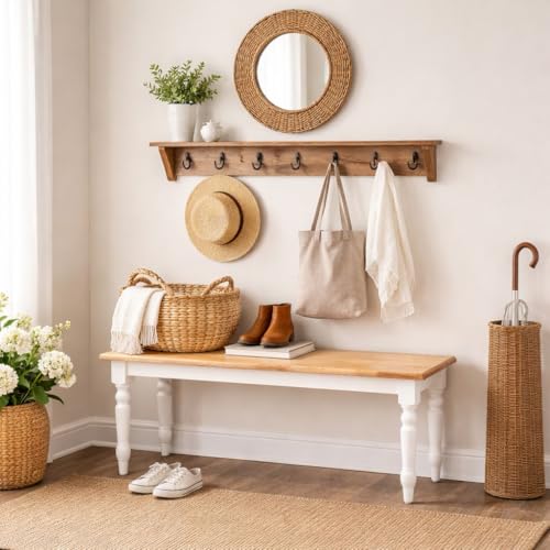 Boraam Windsor Farmhouse Dining Bench - Cream/Natural - color: Cream/Natural, size: Bench