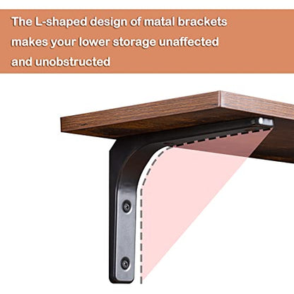 Long Wall Shelves, 47.3Inch Wooden Wall Mounted Shelves, Set of 2 | Large Floating Book Shelf, Metal Brackets, Easy Assembly, Max Load 33lbs, Wall Storage Ledges, Bedroom/Bathroom, Rustic Brown - color: Rustic Brown, size: 47.3 Inch