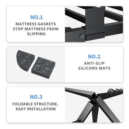 VIPSHOW 4 Inch Queen Bed Frame with Round Corners No Box Spring Needed | 3500lbs Heavy Duty, 4 mattress stoppers, Noise-free, Easy assembly & anti-slip rubber covers, Kid & pet friendly - size: Queen, style: 4 Inch