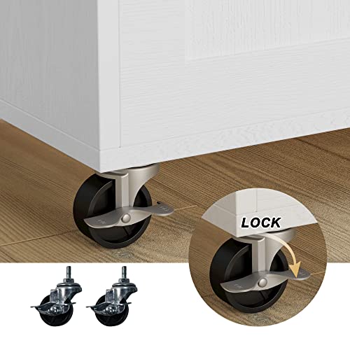 IRONCK Kitchen Island with Storage, Charging Station and Drop Leaf, White | Wheels, Drawers, Open Shelves, Drawer Storage, Everyday Home Use - color: White