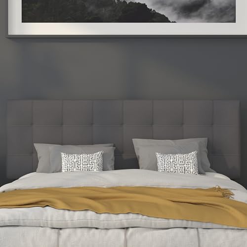 Quilted Tufted Queen Size Headboard in Dark Gray Fabric - color: Dark Gray, size: Queen