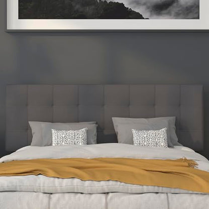 Quilted Tufted Queen Size Headboard in Dark Gray Fabric - color: Dark Gray, size: Queen