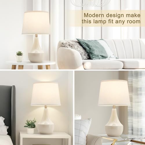 18" Table Lamp Set of 2, Ceramic Table Lamp Classic Beside Lamps Nightstand Lamp Modern Lamp for Living Room, Bedroom & Office Rocker Swtich Cream-LED Bulbs Included - color: 18.63" Ceram