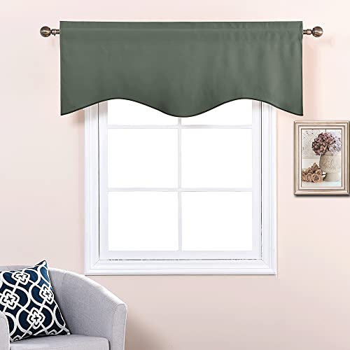 NICETOWN 4 Panels Blackout Valance Rod Pocket Thermal Insulated Window Treatment Tiers Solid Short Curtain for Small Window Bedroom 52 x 18 Inches 4 Panels, Dark Mallard - color: Dark Mallard