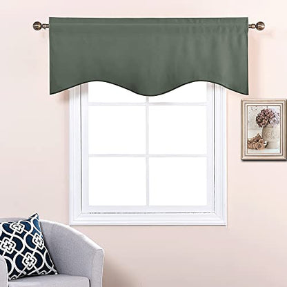 NICETOWN 4 Panels Blackout Valance Rod Pocket Thermal Insulated Window Treatment Tiers Solid Short Curtain for Small Window Bedroom 52 x 18 Inches 4 Panels, Dark Mallard - color: Dark Mallard