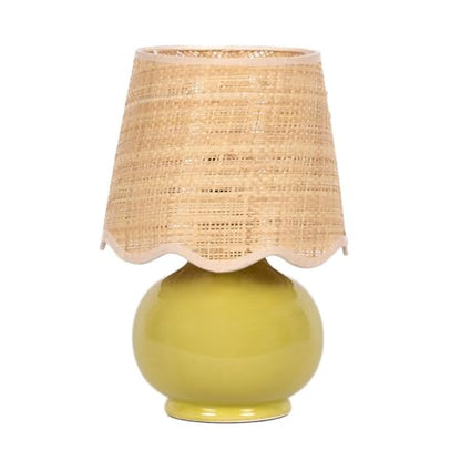 Benton Ceramic Table Lamp with Fabric Shade – 13" Bedside Accent Lamp for Bedroom, Living Room & Nightstand (Olive) - color: Olive