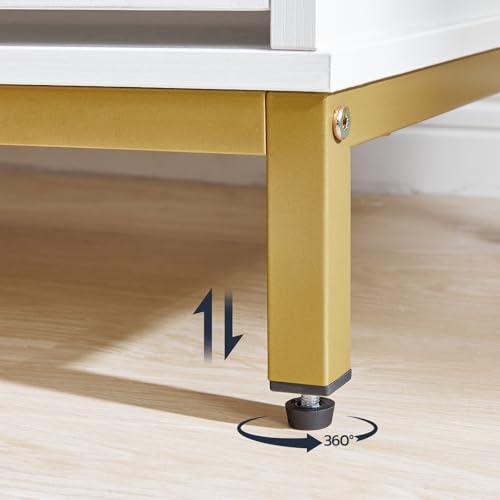 HOOBRO Shoe Bench with Storage, Shoe Storage Bench with 2 Flip Drawers, 39.4" Shoe Cabinet with Bench, Hidden Shoe Rack Organizer for Entryway, Foyer, Hallway, White and Gold DW48HX01
