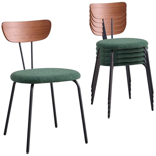 Stackable Guest Chairs Set of 6, Upholstered Waiting Room Chairs with Metal Legs for Reception, Breakroom, School, Meeting, Office - color: Dark Green, size: Set of 6