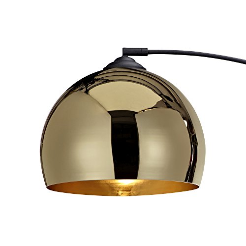 Teamson Home Arquer 66.93" Arc Floor Lamp for Living Rooms, Home Offices, Dining Rooms, Bedrooms with Faux Black Marble Base and Gold Bell Shade - color: Gold