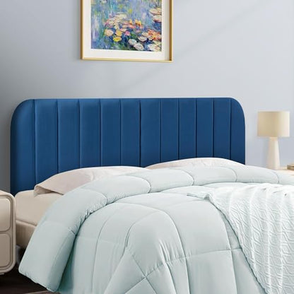 Queen Headboard Only - Upholstered Headboard for Bed, Easy Assembly, Velvet Covered Sponge, Place Between Bed & Wall, Adjustable Metal Legs with Non-Slip Pads, Blue - color: Blue, size: Queen