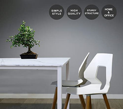 55 inch Computer Desk, White Metal Frame, Marble Grain | Wood, Modern Simple Style, For Home Office, Bedroom, Study, Student Writing Desk, Small Spaces - color: Marble, size: 55"