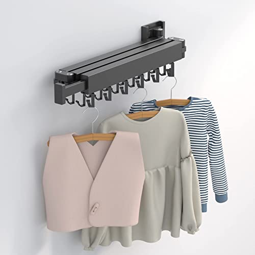 ZdwCyl Clothes Drying Rack Wall Mounted,Laundry Rack Wall Wount,Drying Rack Clothing for Laundry,Retractable Dryer Racks,Wall Mounted Drying Rack Collapsible, Black, Sandy Coating,3z-b01 - color: Black-basic