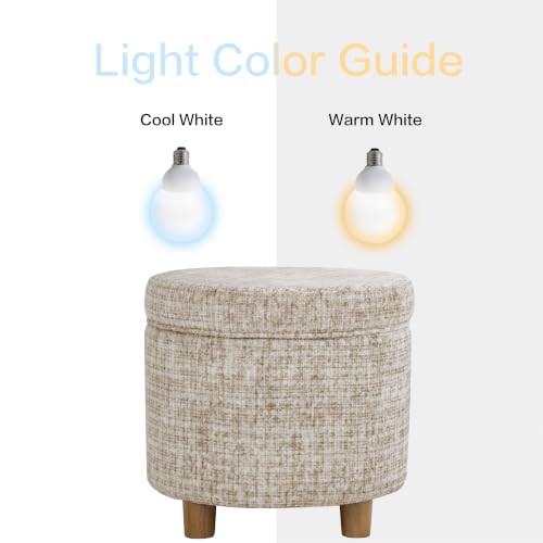 HomePop 19" Round Storage Ottoman - Cream Textural Woven - color: Cream Textural Woven