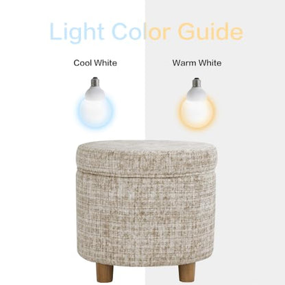 HomePop 19" Round Storage Ottoman - Cream Textural Woven - color: Cream Textural Woven