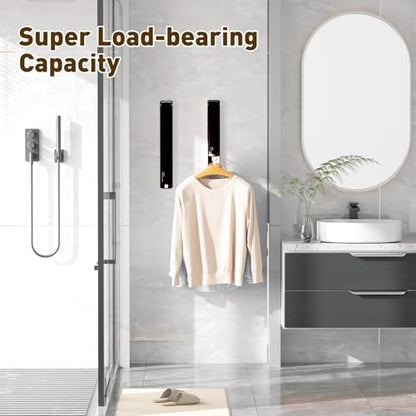 Clothes Drying Rack, Laundry Room Wall Mounted Retractable Clothes Hanger Drying Rack, Laundry Clothing Drying Rack Folding Indoor or Outdoor, Aluminium Dryer, 2pcs(Black with 80cm bar) - color: Black 2 Pack With Rod