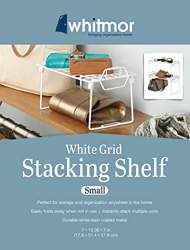 Whitmor Wire Grid Stacking Shelf Small, White - size: 1-TIER, 7"L x 12"W x 7"H