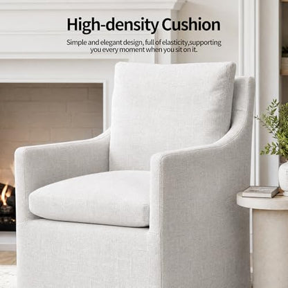 DUHOME Upholstered Dining Chairs Set of 2,Linen Accent Chair for Living Room,Single Sofa Chair with 4 Casters,Upholstered Arm Chair for Bedroom Reading Room Waiting Room Kitchen Dining Room - size: 2 pcs
