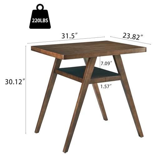 3-Piece Modern Dining Set with Stackable Dining Chairs, Solid Wood Square Table and Chair Breakfast Table Set for 2 Person, Space Saving Dinette for Dining Room, Kitchen, Living Room, Dark Walnut - color: Dark Walnut