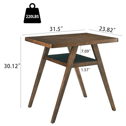 3-Piece Modern Dining Set with Stackable Dining Chairs, Solid Wood Square Table and Chair Breakfast Table Set for 2 Person, Space Saving Dinette for Dining Room, Kitchen, Living Room, Dark Walnut - color: Dark Walnut