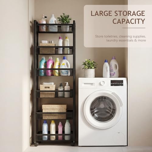 6 Tier Slim Rolling Storage Cart, Kitchen Organizer for Narrow Spaces