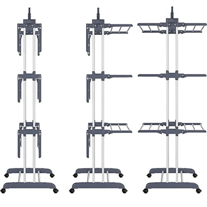 HOMIDEC Clothes Drying Rack, 4-Tier(67.7" H) Foldable Drying Rack Clothing | Foldable Stainless Steel Drying Rack, Movable Laundry Drying Rack with 4 Castors and 14 Hooks for Bed Linen, Clothing, Grey - color: Gray