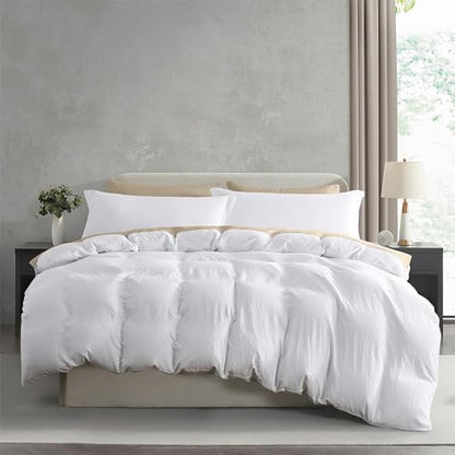 Hearth & Harbor Twin Duvet Cover Set - 2 Piece Soft Prewashed Bedding Set Twin/Twin XL - Includes 1 Duvet Cover 68x90 inches with Zipper Closure and 1 Pillow Sham, White, Comforter Not Included | 2 Piece Bedding Set, Ultra Soft & Breathable, Easy Care, Co