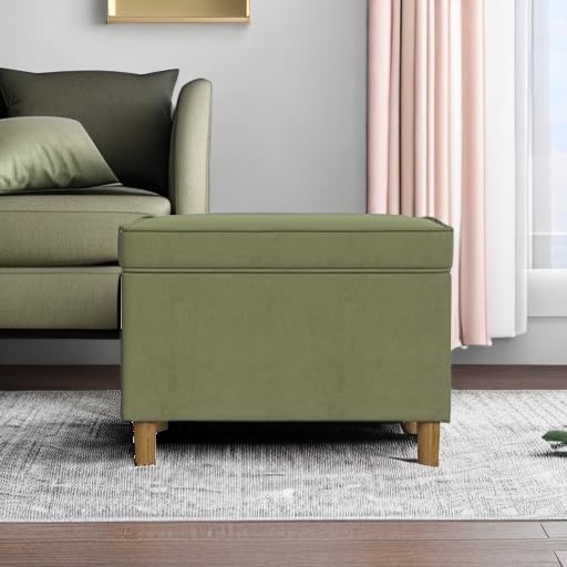 HomePop 24" Dinah Collection Storage Ottoman - Light Sage Green Velvet - color: Light Sage Green Velvet