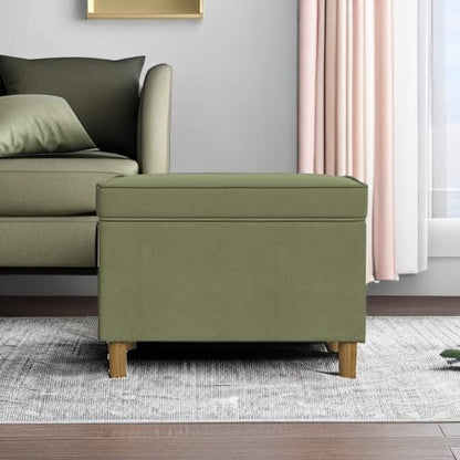 HomePop 24" Dinah Collection Storage Ottoman - Light Sage Green Velvet - color: Light Sage Green Velvet