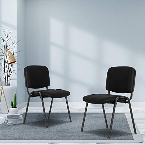 VINGLI 5-Pack Waiting Room Chairs, Stackable Chair for Office, Mesh-Black | Stacking Chairs, Armless Church Chairs, Space-saving, Guest & Reception, Office Lobby, Business Hall - color: Fabric Mesh-black, size: 5-pack