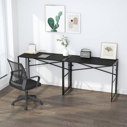 Lutown-Teen Narrow Folding Computer Desk 35 inch, Black | Writing Gaming Computer Desk for Small Spaces, No Assembly Required Small Office Table - color: Black, size: 35 Inch