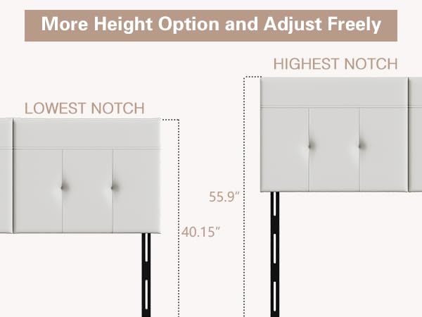 Upholstered Tufted King Size Headboard,PU Leather Wood Head Board with Metal Legs, Adjustable Height from 42” to 56”, Bed Headboard in Modern Design,Backboard for Bed, Beige - color: Beige, size: King
