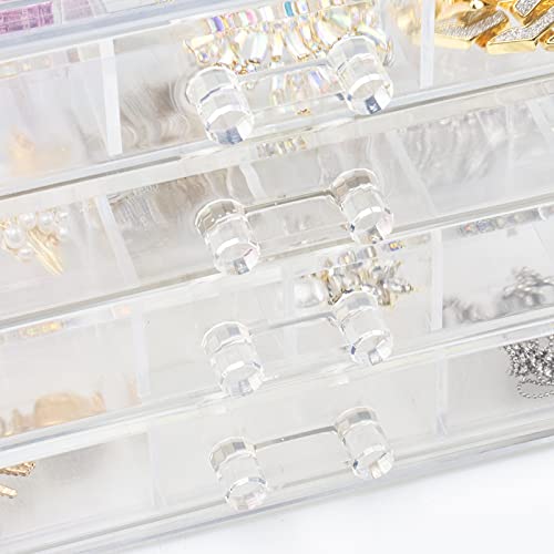 Weiai Clear Acrylic Jewelry Organizer Box 72 Adjustable Grids for Earrings Rings - size: 4 Drawers