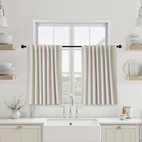 UHITECH Short Blackout Curtains for Bedroom 35 Inch Long 2 Panels, Natural | Small Window, Suitable for Kitchen/Living Room/Basement, Thermal Insulated, Sun Protection, Home Decoration, Outdoor, Privacy - color: Natural, size: 50"W x 35"L (Pack of 2)