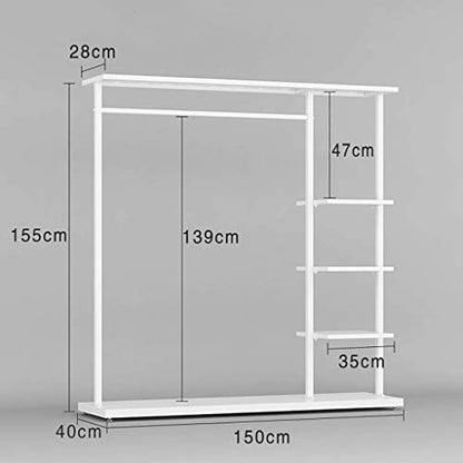 Heavy Duty Garment Rack with Shelves - Clothing Storage Unit for Commercial and Household Use, Standing Shelving for Organized Clothes - size: 150*40*155cm