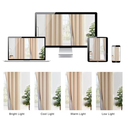 XWZO Complete Blackout Shades Window Curtain Panels with Tiebacks- Noise Reduction and Light Blocking Grommet Curtains with Black Liner for Studio, Basement, Biscotti Beige, W38 x L45, Set of 2 - color: Biscotti Beige, size: 38"W x 45"L (Pack of 2)