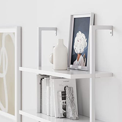 Nathan James Theo 6-Shelf Tall Modern Bookshelf, Wall Mount Ladder Shelf Bookcase with Wood and Industrial Metal Frame, Matte White - color: White, size: 1
