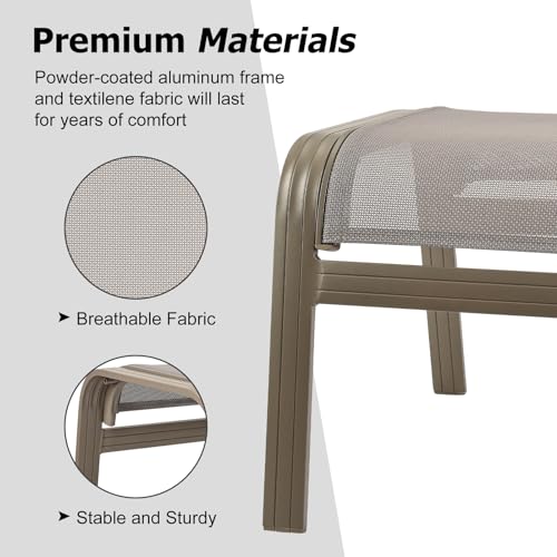 Outdoor Ottoman Patio Footstools Assembled Aluminum Footrest Side Table Small Chair Patio Ottoman for Garden,Balcony,Poolside 2 Set Champagne - color: 2 Pieses-champagne
